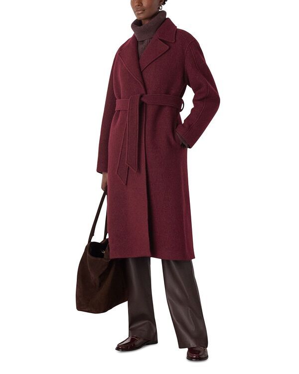 ホイッスルズ レディース アウター コート ウール Whistles Long Belted Wool Coat Burgundy バーガンディ