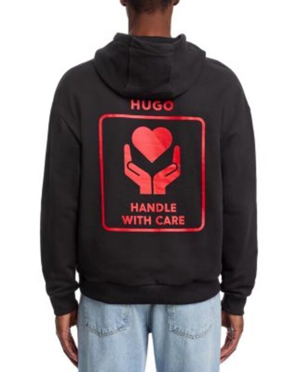 フューゴ メンズ アウター パーカー・スウェット HUGO Dewgili Oversized Hoodie Black ブラック