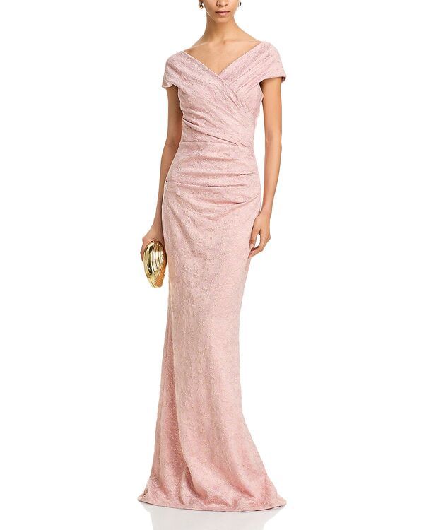 テリジョンバイリッキーフリーマン レディース アンダーウェア ナイトウェア トール Teri Jon by Rickie Freeman Metallic Jacquard Gown Rose Gol