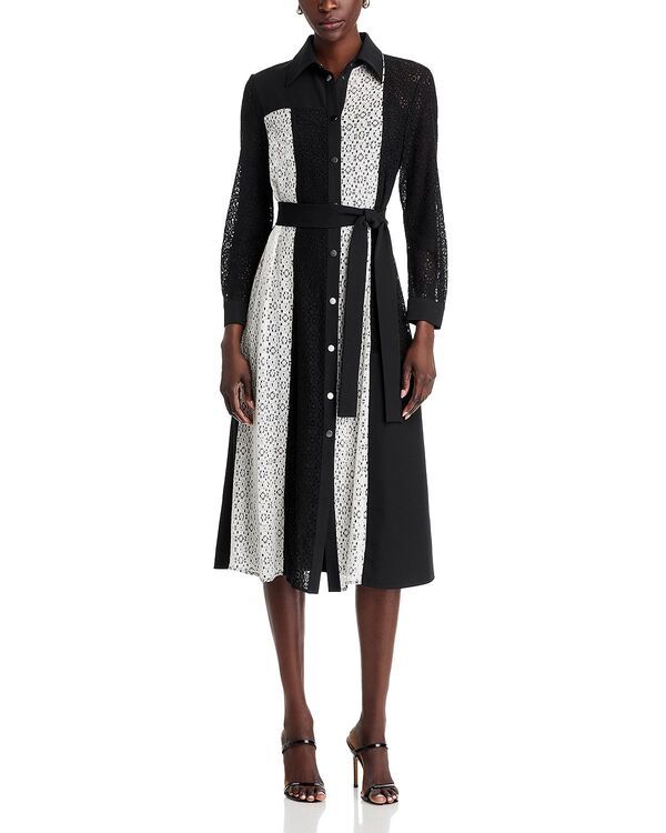 ミソック レディース アウター ジャケット・ブルゾン レース Misook Color Blocked Lace Tailored Jacket Dress BlackWhite ホワイト