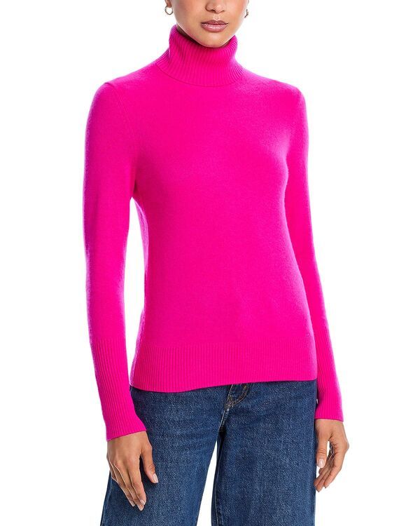 アクア レディース アウター ニット・セータートルネック AQUA 100 Cashmere Turtleneck Sweater Exclusive Knockout Pink ピンク