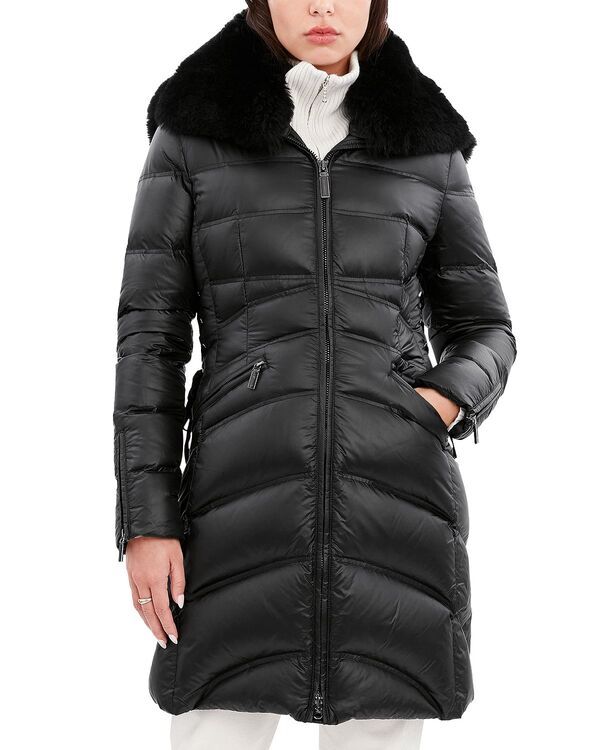 ダウンレビー レディース アウター コート キルティング Dawn Levy Cloe Shearling Hooded Quilted Coat Black ブラック