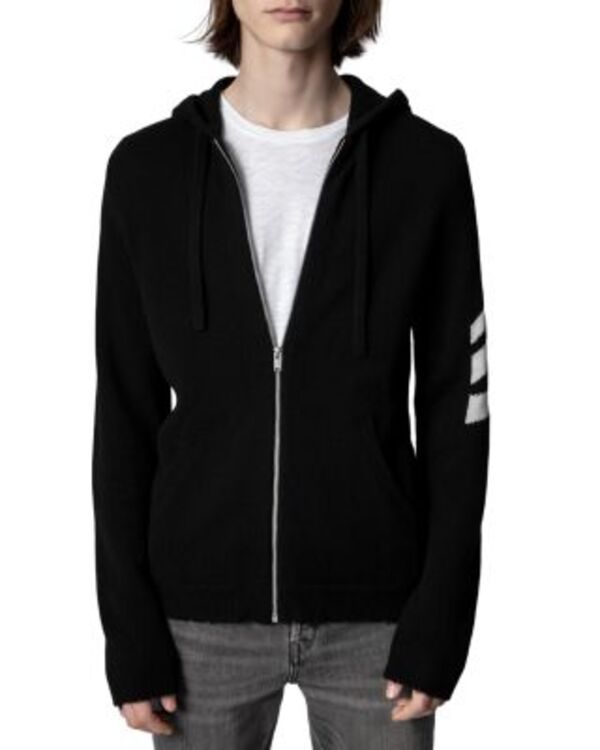 ザディグ エ ヴォルテール メンズ アウター パーカー・スウェット Zadig Voltaire Clash Arrow Cashmere Hoodie Noir
