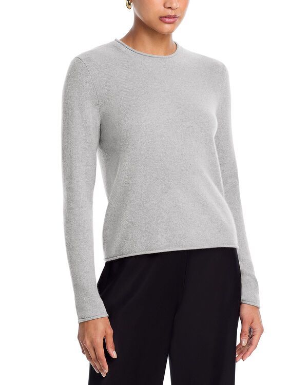 アクア レディース アウター ニット・セーター AQUA 100 Cashmere Rolledge Sweater Exclusive Light Gray グレー