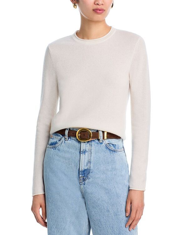 アクア レディース アウター ニット・セーター AQUA 100 Cashmere Rolledge Sweater Exclusive Ivory アイボリー