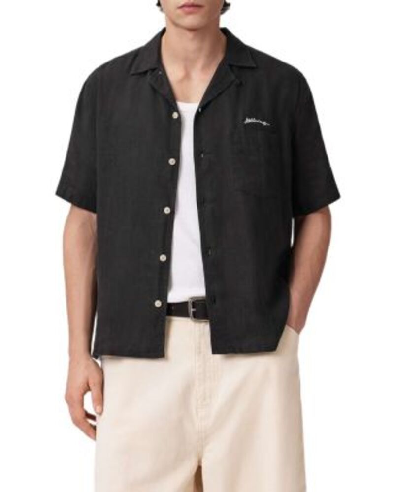 オールセインツ メンズ トップス シャツ ALLSAINTS Wilder Boxy Fit Short Sleeve Shirt Black ブラック
