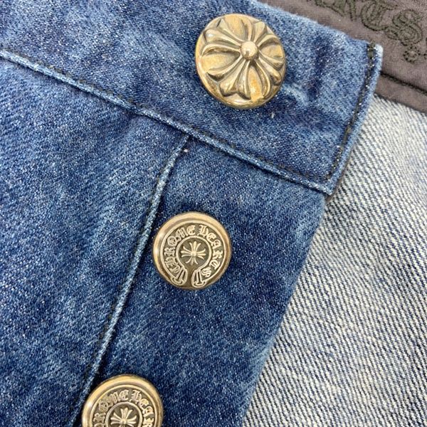 CHROME HEARTS クロムハーツ カーペンター デニム パンツ ジーンズ クロスボールボタン メンズ サイズ34 インディゴ ボトムス DM19391■