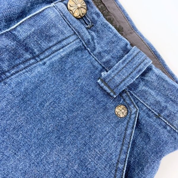 CHROME HEARTS クロムハーツ カーペンター デニム パンツ ジーンズ クロスボールボタン メンズ サイズ34 インディゴ ボトムス DM19391■