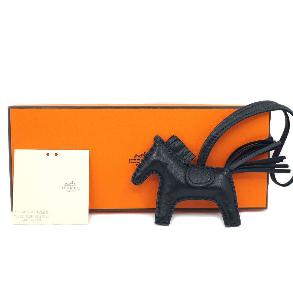 【栄】エルメス ロデオPM ソーブラック 黒 D刻印 2019年製造 バッグチャーム ストラップ アクセ 小物 馬 その他 箱