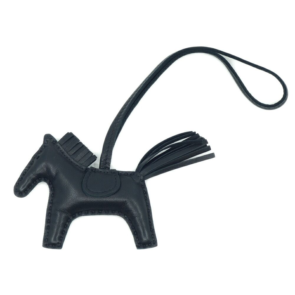 【栄】エルメス ロデオPM ソーブラック 黒 D刻印 2019年製造 バッグチャーム ストラップ アクセ 小物 馬 その他 箱