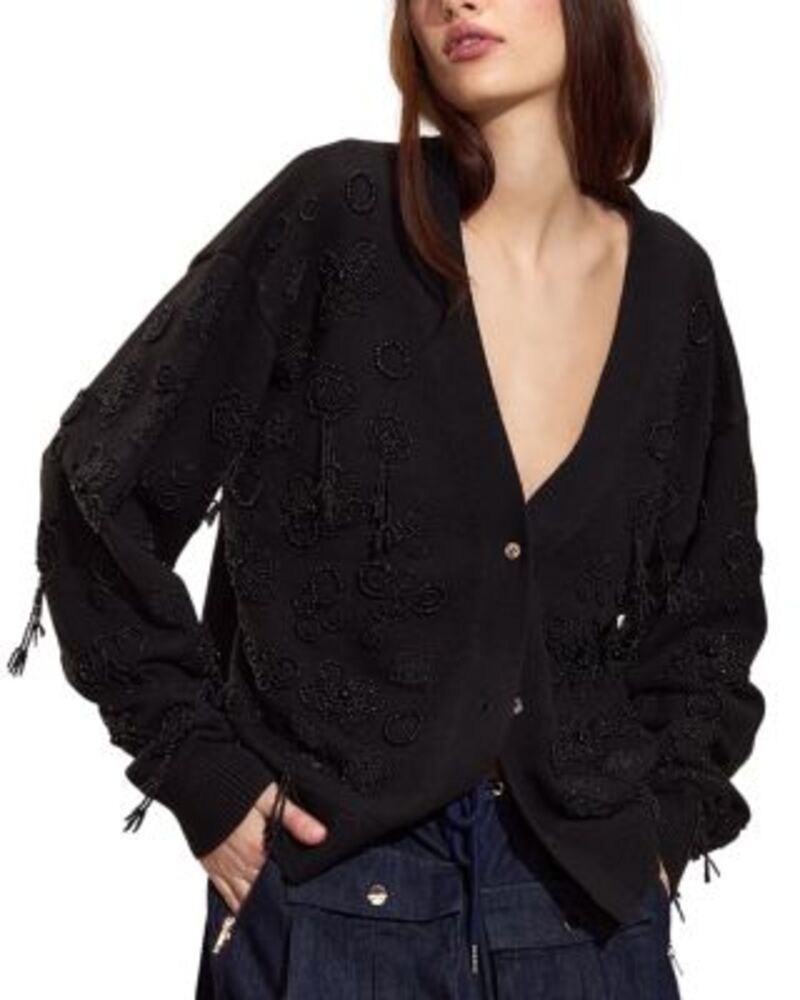 シンシアローレイ レディース アウター カーディガン Cynthia Rowley Paloma Boyfriend Cardigan Black ブラック