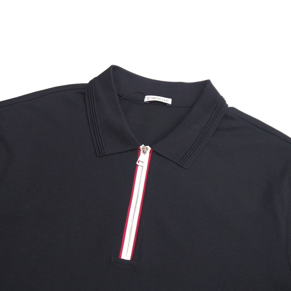 2024年製■MONCLER モンクレール ポロシャツ サイズ3XL ハーフジップ 鹿の子 半袖シャツ ロゴ ブランド古着【中古】20260612/RA9799