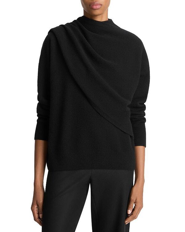 ヴィンス レディース アウター ニット・セーター ドレープ ウール セーター Vince Wool Cashmere Draped Sweater Black ブラック