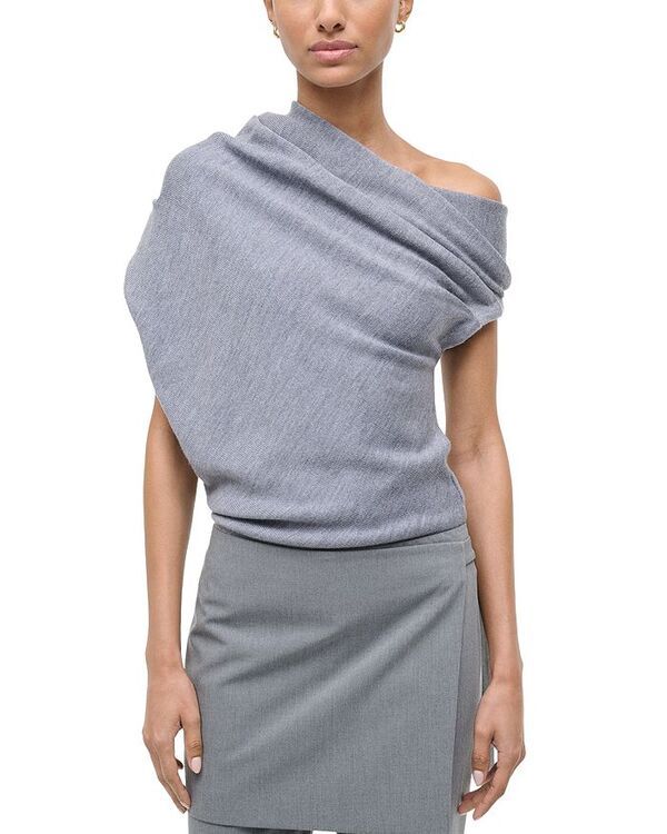 スタウド レディース アウター ニット・セーター アシンメトリー セーター STAUD Mabel Asymmetric Sweater Heather Grey グレー