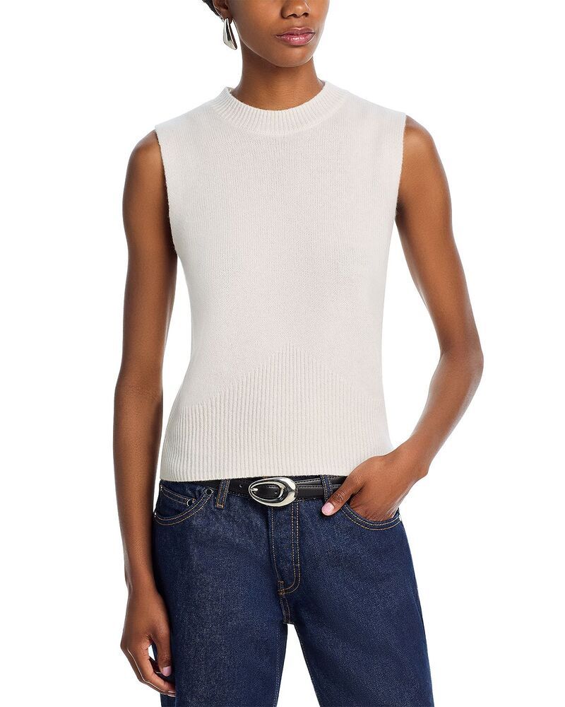 アクア レディース アウター ニット・セーター クルーネック ベスト AQUA 100 Cashmere Crewneck Sweater Vest Exclusive Ivory アイボリー