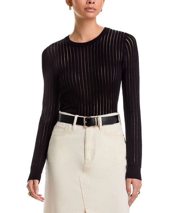 フレーム レディース アウター ニット・セーター セーター シアー FRAME The Sheer Stripe Sweater Black ブラック