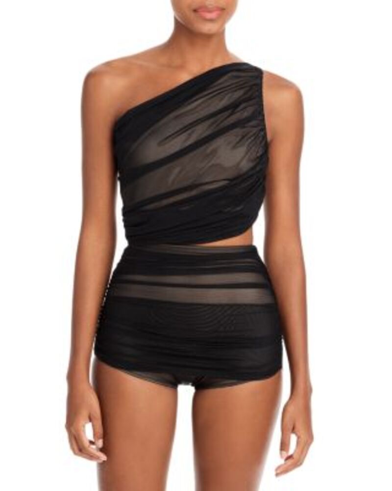 ノーマカマリ レディース 水着 ボトムスのみ ギャザー メッシュ Norma Kamali Bill Ruched Mesh Bikini Bottom Black Mesh ブラック