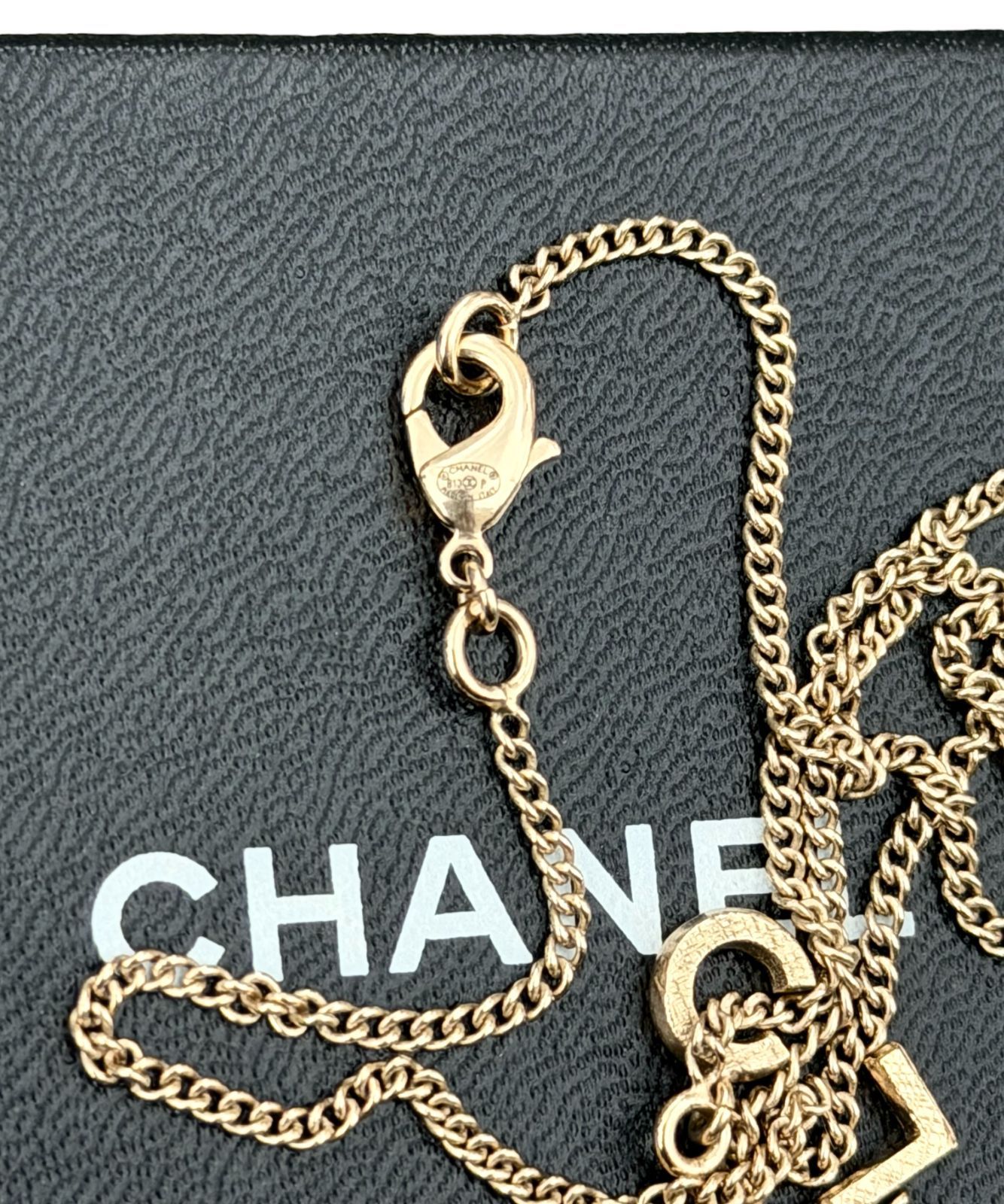 超美品◆本物◆CHANELシャネルアルファベットロゴペンダントチェーンGPネックレスチョーカーネックレス刻印あり