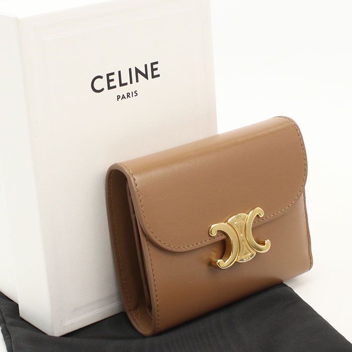 CELINE セリーヌ スモール フラップウォレット トリオンフ 0D783DPV 三つ折り財布 カーフ【中古】 レディース