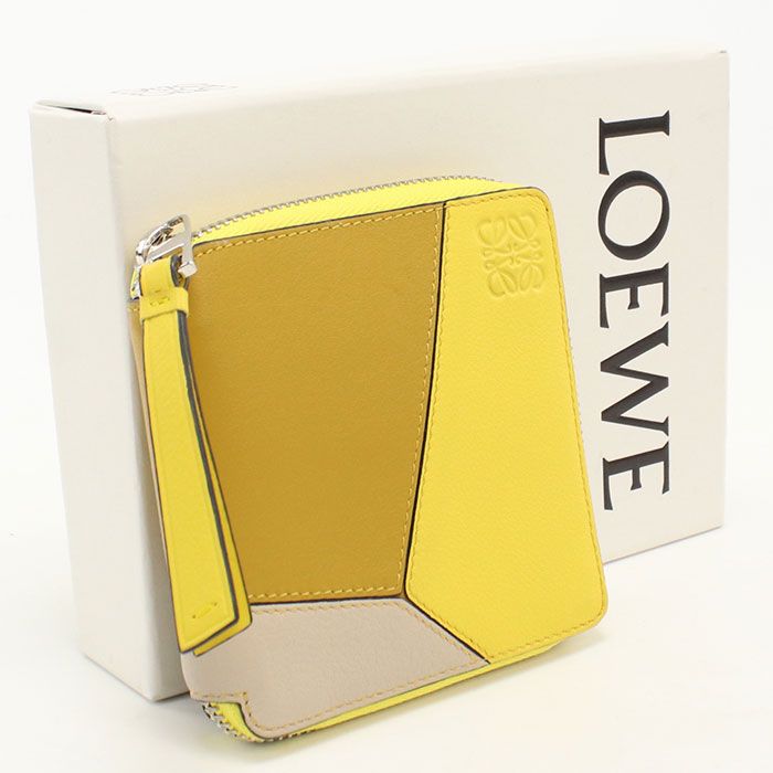 LOEWE ロエベ スクエア ジップウォレット パズル 二つ折り財布 カーフ【中古】 レディース