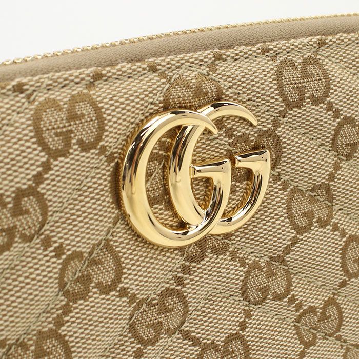 GUCCI グッチ ジップアラウンドウォレット GGマーモント 443123 長財布ラウンドファスナー GGキャンバス【中古】 レディース