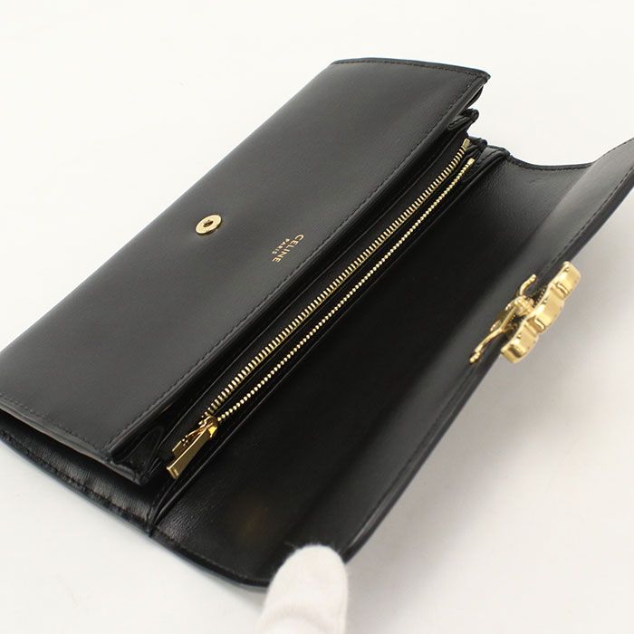 CELINE セリーヌ ラージウォレット トリオンフ 10E313DPV.38NO 長財布二折 カーフ【中古】 レディース