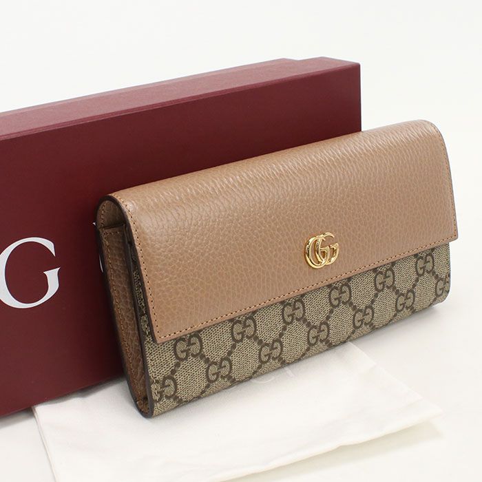 GUCCI グッチ バイカラー　コンチネンタルウォレット ダブルG 456116 長財布二折 GGスプリーム【中古】 レディース