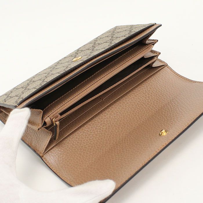 GUCCI グッチ バイカラー　コンチネンタルウォレット ダブルG 456116 長財布二折 GGスプリーム【中古】 レディース