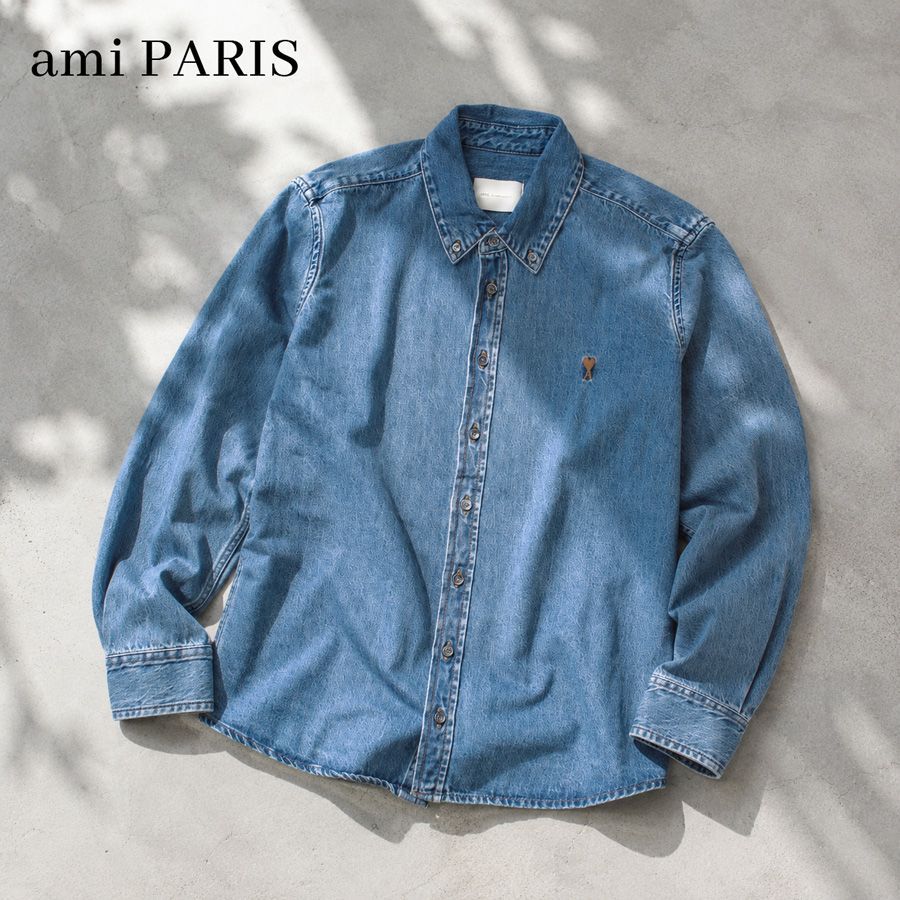 【新品商品】ami paris アミパリス(USH786DE0056) Ami de Coeur デニムシャツ