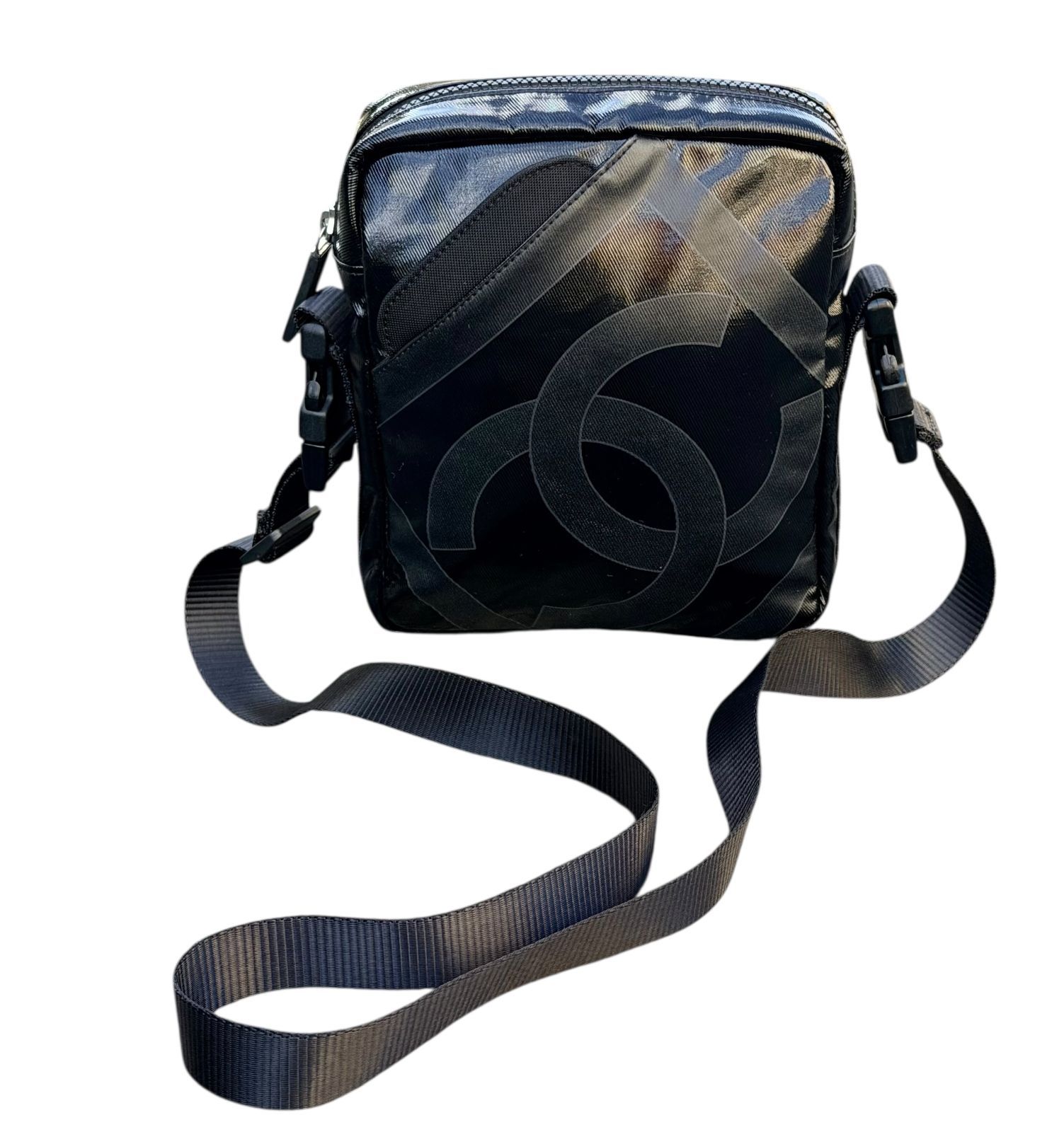 超美品◆本物シャネルCHANELヴィンテージVintageスポーツラインSportsココマークCCカメラショルダーバッグユニセックス黒11番台ユニセックス