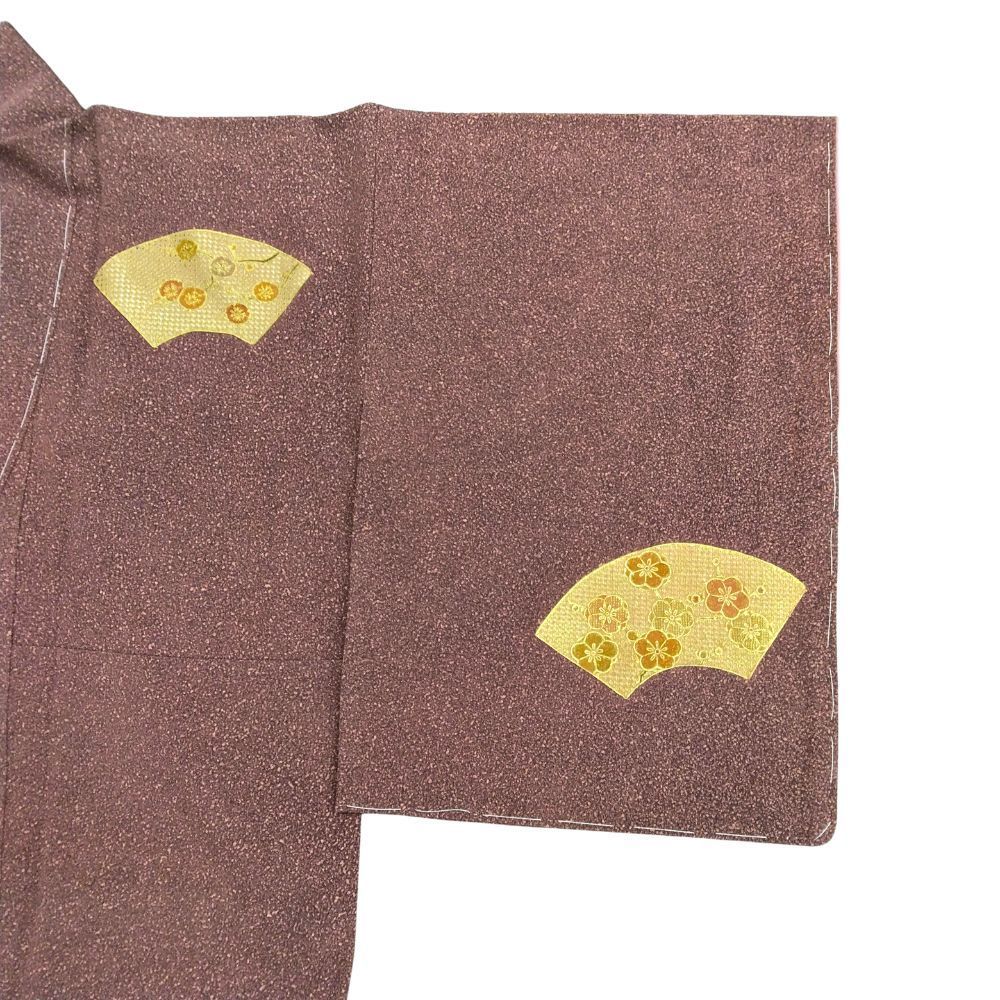 訪問着 未使用 仕付け糸付き リユース 正絹 スワトウ刺繍 袷 扇面文様 金糸 8120-2 セミフォーマル フォーマル