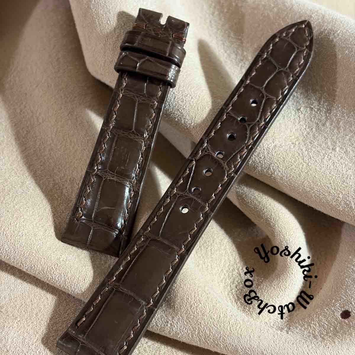 cro-2128 クロコダイル 腕時計ベルト ブラウン (ラグ幅19 mm - バックル幅16 mm)