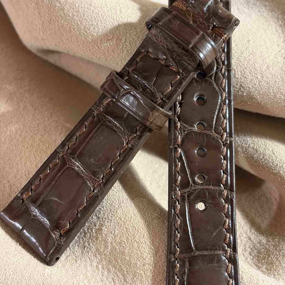 cro-2128 クロコダイル 腕時計ベルト ブラウン (ラグ幅19 mm - バックル幅16 mm)