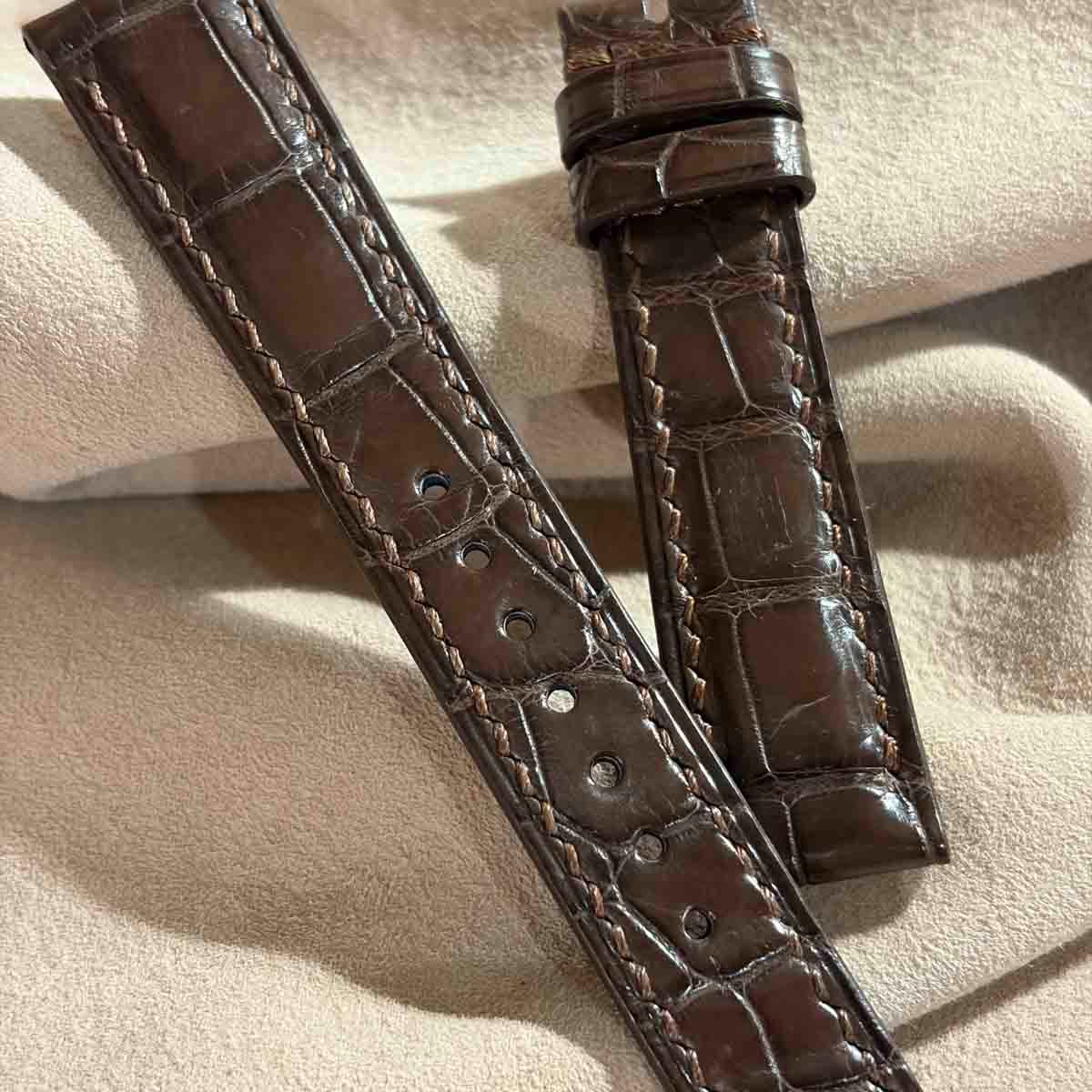 cro-2128 クロコダイル 腕時計ベルト ブラウン (ラグ幅19 mm - バックル幅16 mm)
