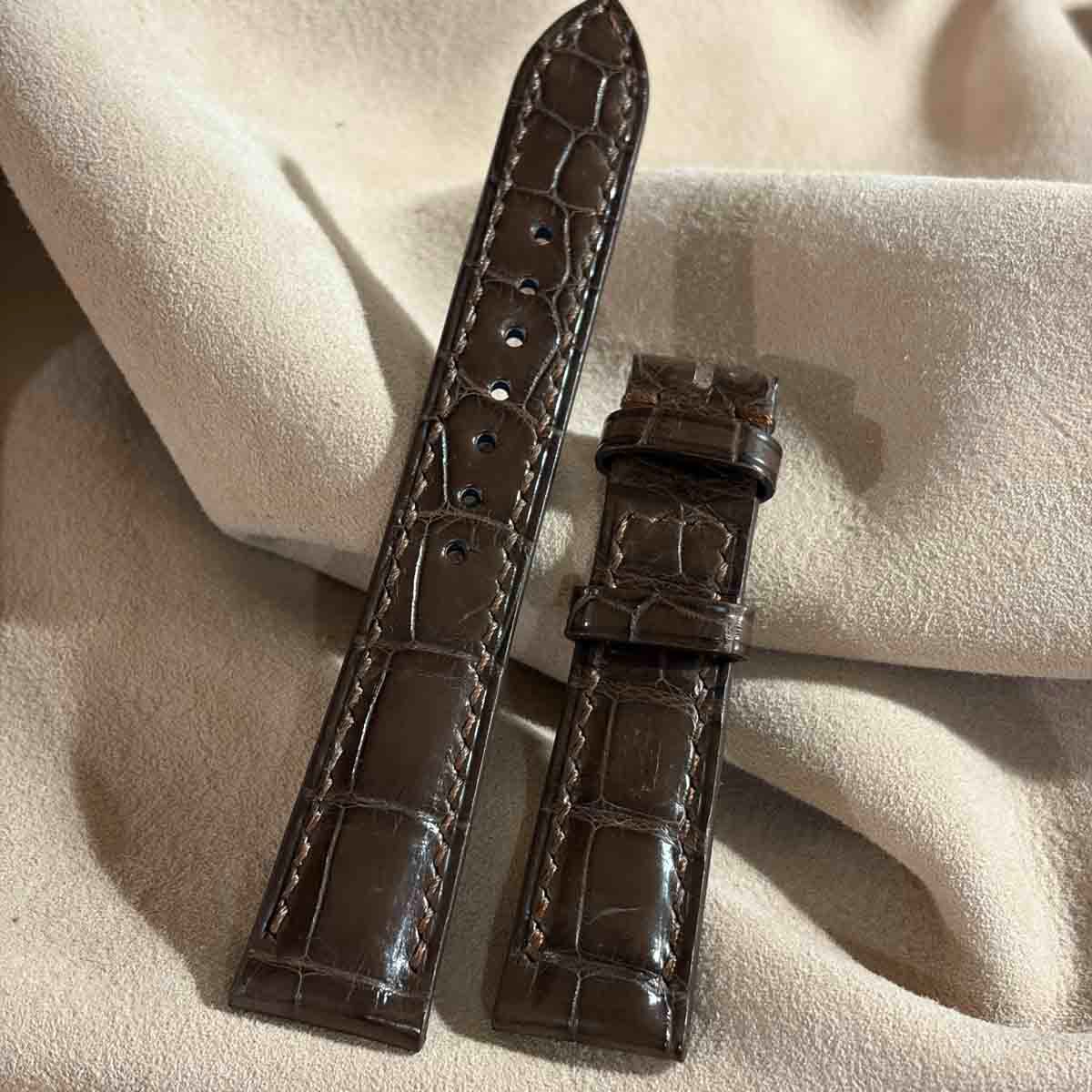 cro-2128 クロコダイル 腕時計ベルト ブラウン (ラグ幅19 mm - バックル幅16 mm)
