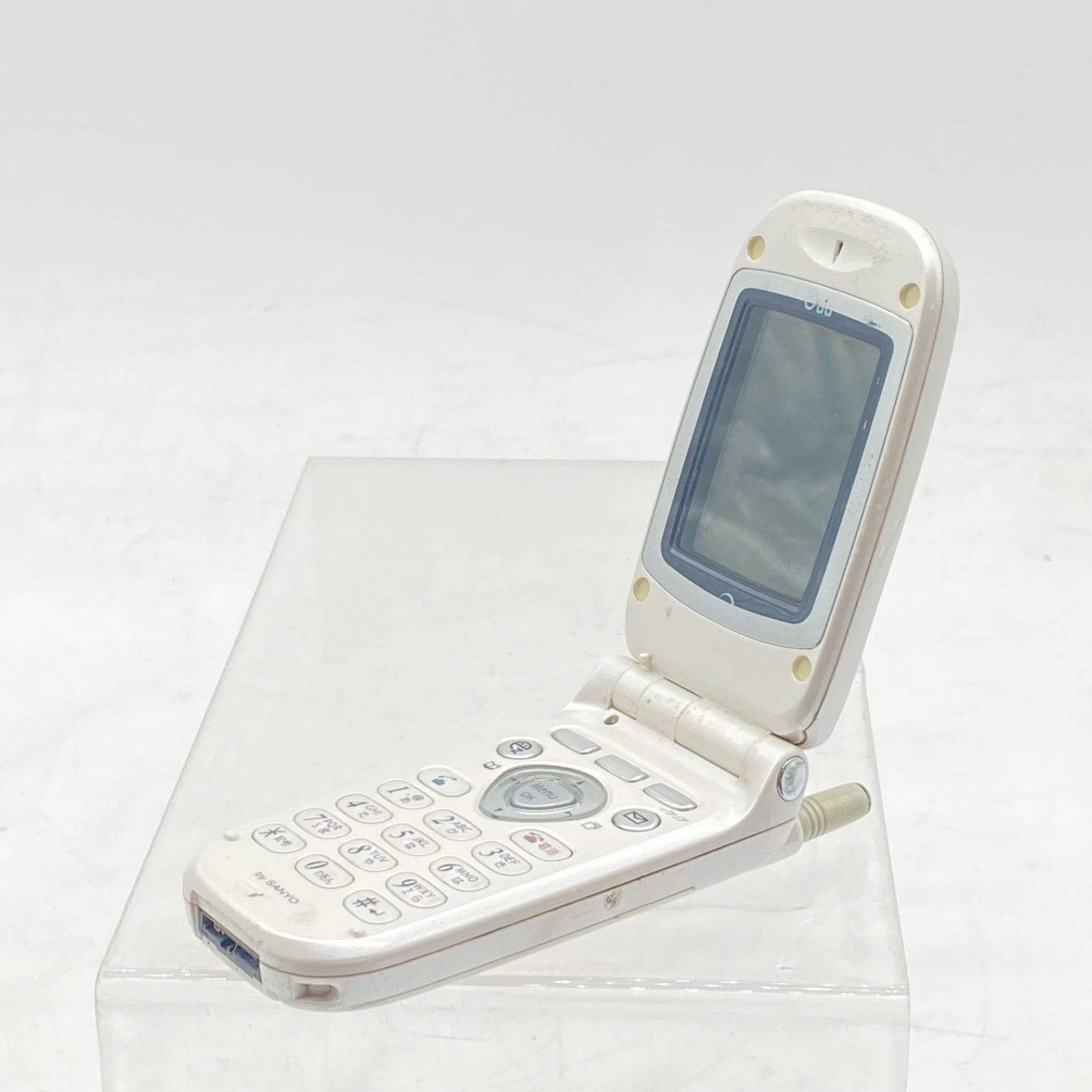au SANYO C401SA white mobile phone mockup model