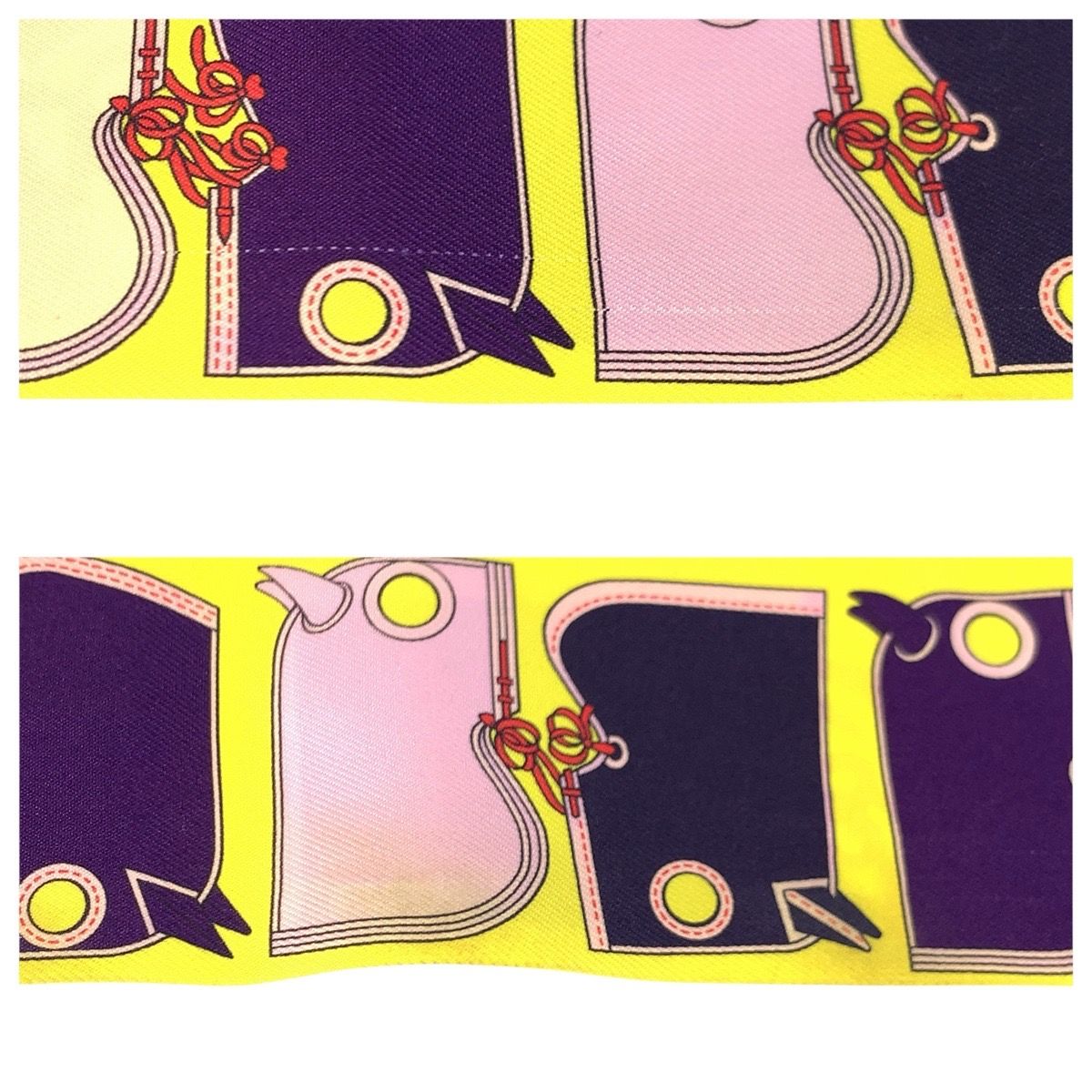 HERMES エルメス ツイリー Camails イエロー マルチカラー シルク スカーフ リボンスカーフ レディース 602513【中古】