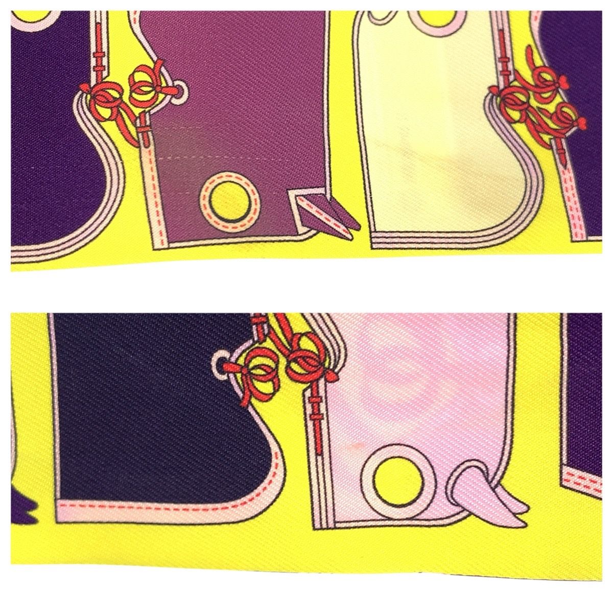 HERMES エルメス ツイリー Camails イエロー マルチカラー シルク スカーフ リボンスカーフ レディース 602513【中古】