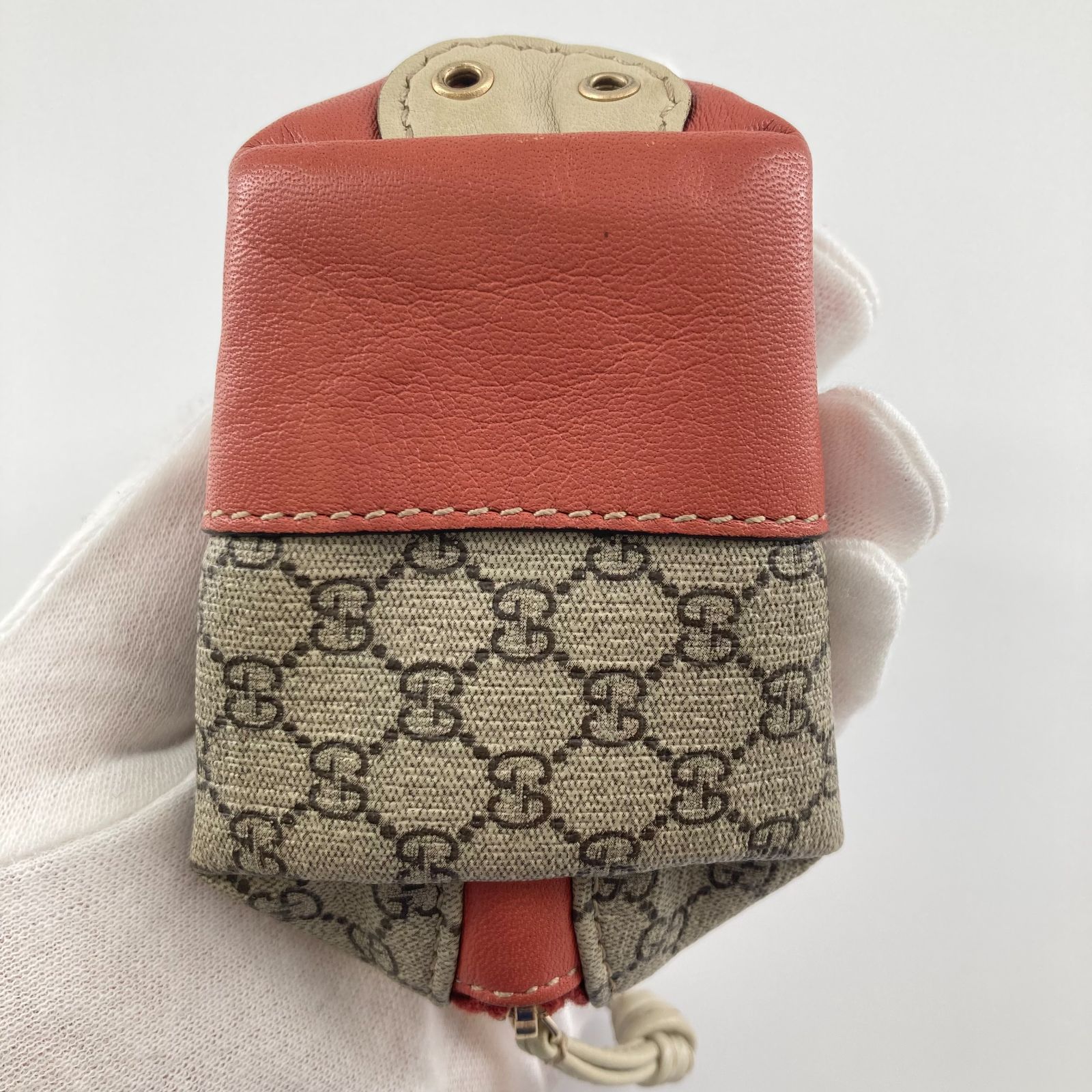GUCCI（グッチ）GGスプリーム　ピッグモチーフ　コインケース　ブラウン×グレー