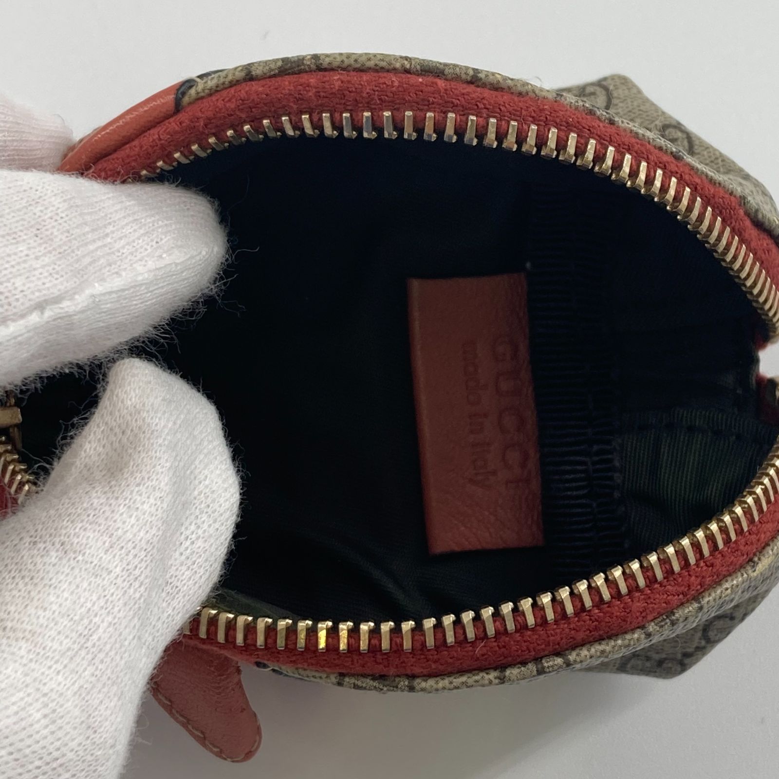 GUCCI（グッチ）GGスプリーム　ピッグモチーフ　コインケース　ブラウン×グレー