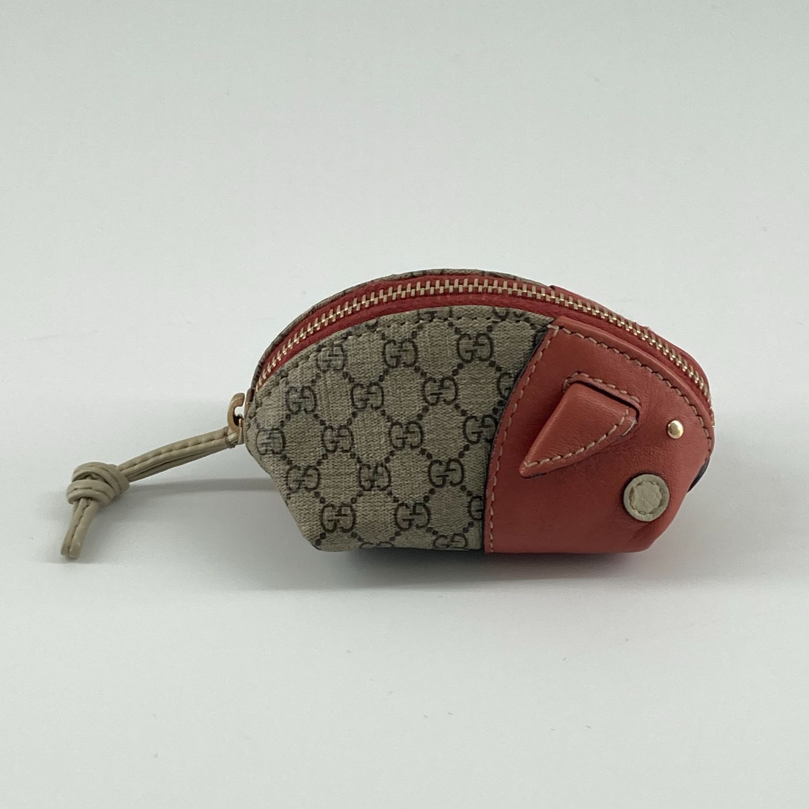 GUCCI（グッチ）GGスプリーム　ピッグモチーフ　コインケース　ブラウン×グレー