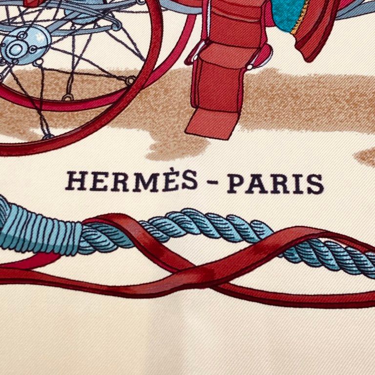 HERMES（エルメス）　MUSEE　博物館　カレ90　シルク　スカーフ　ベージュ