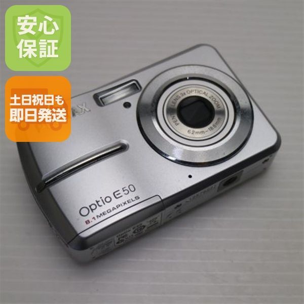美品 Optio E50 シルバー 即日発送 PENTAX デジカメ デジタルカメラ 本体 土日祝発送OK 02000