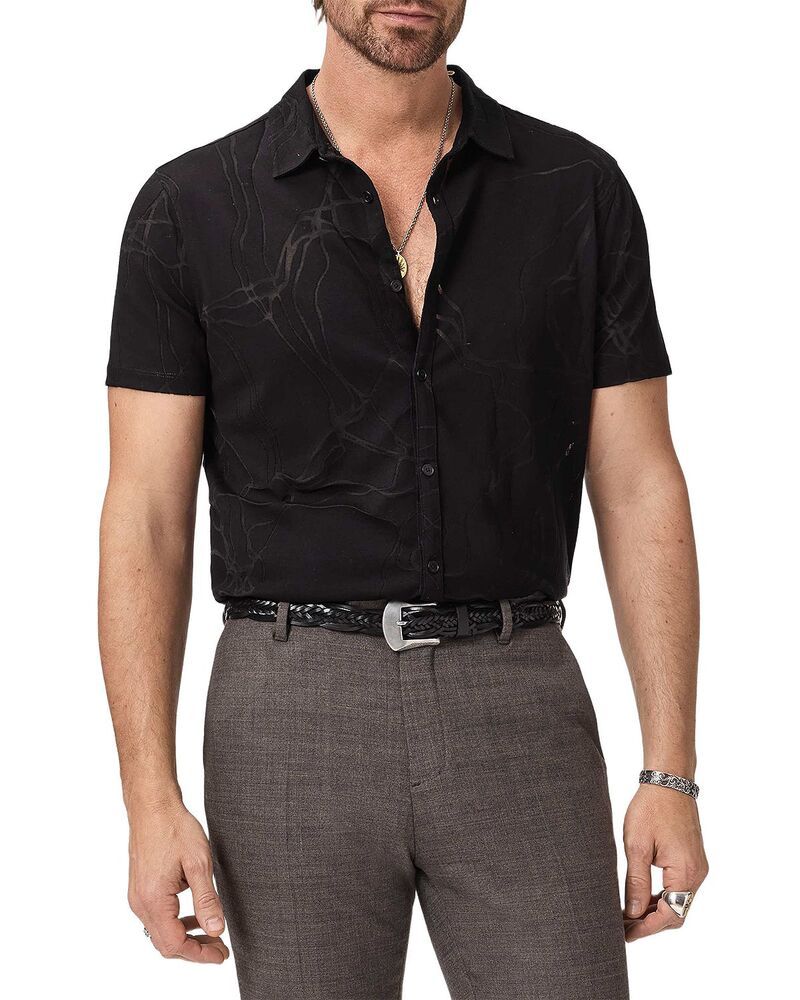 ジョンバルベイトス メンズ トップス シャツ John Varvatos Elio Tangled Burnout Shirt Black ブラック