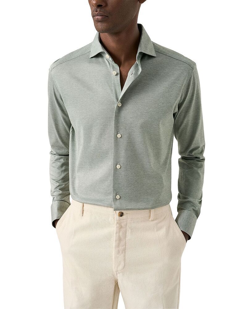 エトン メンズ トップス シャツ ニット Eton Contemporary Fit Knit Dresshirt Medium Green グリーン