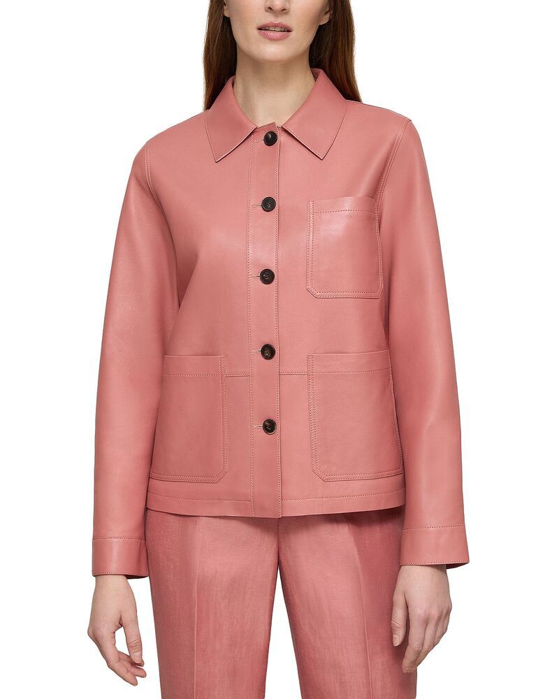 ラファイエットワンフォーエイト レディース アウター ジャケット・ブルゾン レザー Lafayette 148 New York Leather Patch Pocket Jacket Dahlia