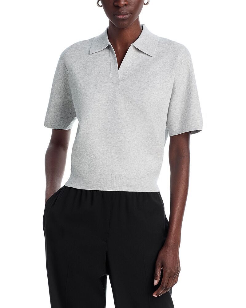 セオリー レディース アウター ニット・セーター ポロシャツ Theory Oversized Short Sleeve Polo Sweater Gravity Melange