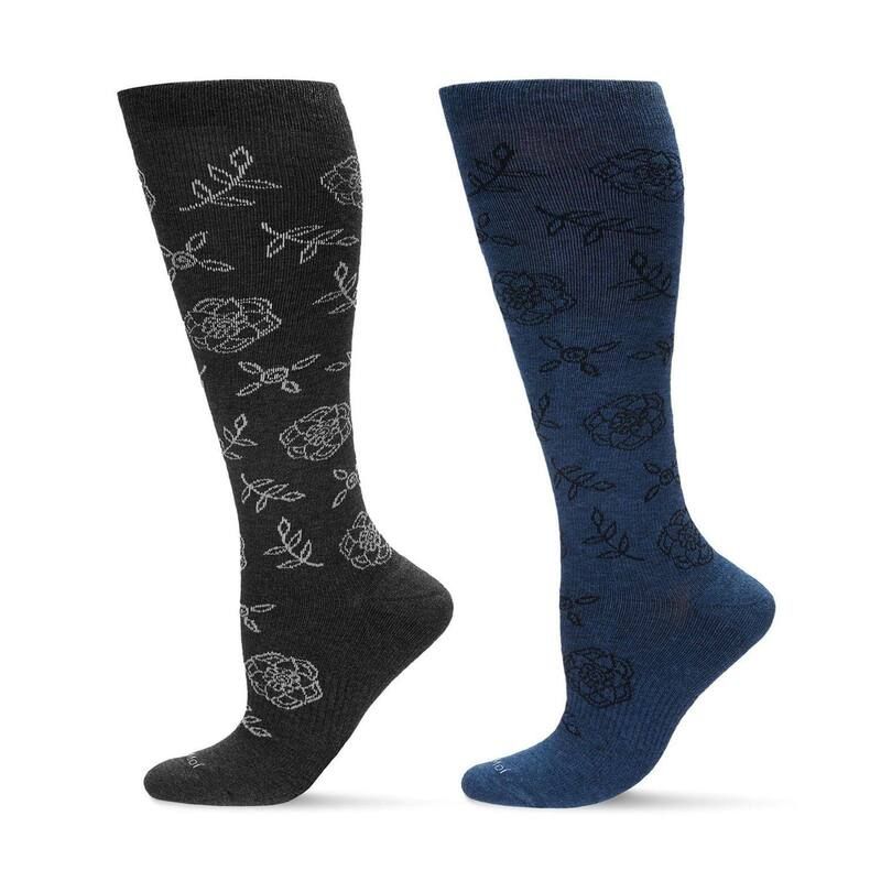 メモイ レディース アンダーウェア 靴下 コットン MeMoi 2 Pair Womens Cotton Blend 1520 mmHgraduated Compression Socks Flora