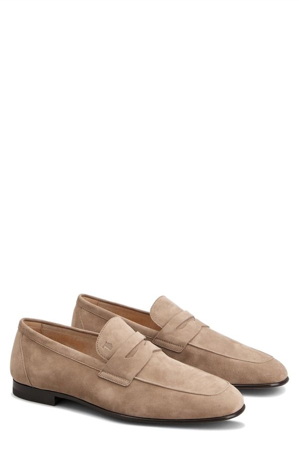 トッズ メンズ シューズ スリッポン・ローファー スエード Tods Goatskin Suede Penny Loafer Creta Chiaro