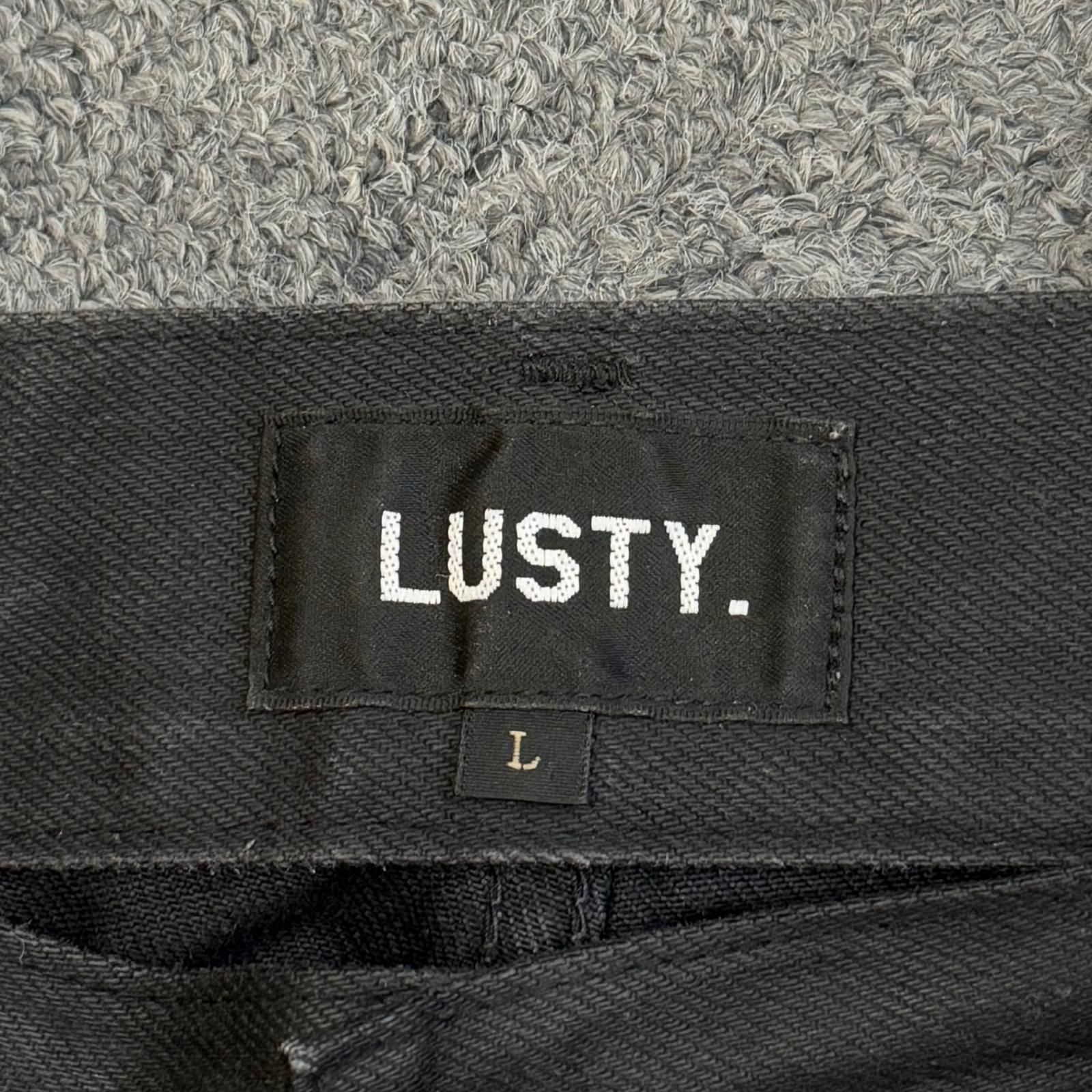 LUSTY. ブラック コーティング フレアデニム パンツ Lサイズ LUSTY コーティングフレアデニムパンツ ジーンズ ラスティ ブラック L